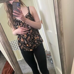 Bundle 3/$15 - American Eagle Outfitters Black and Orange Floral Spaghetti Strap